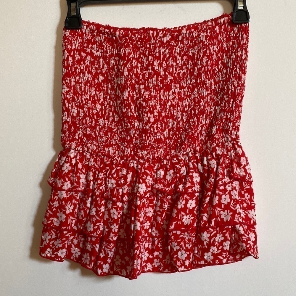 OLIVIACEOUS SMOCKED RAYON RUFFLED SKIRT